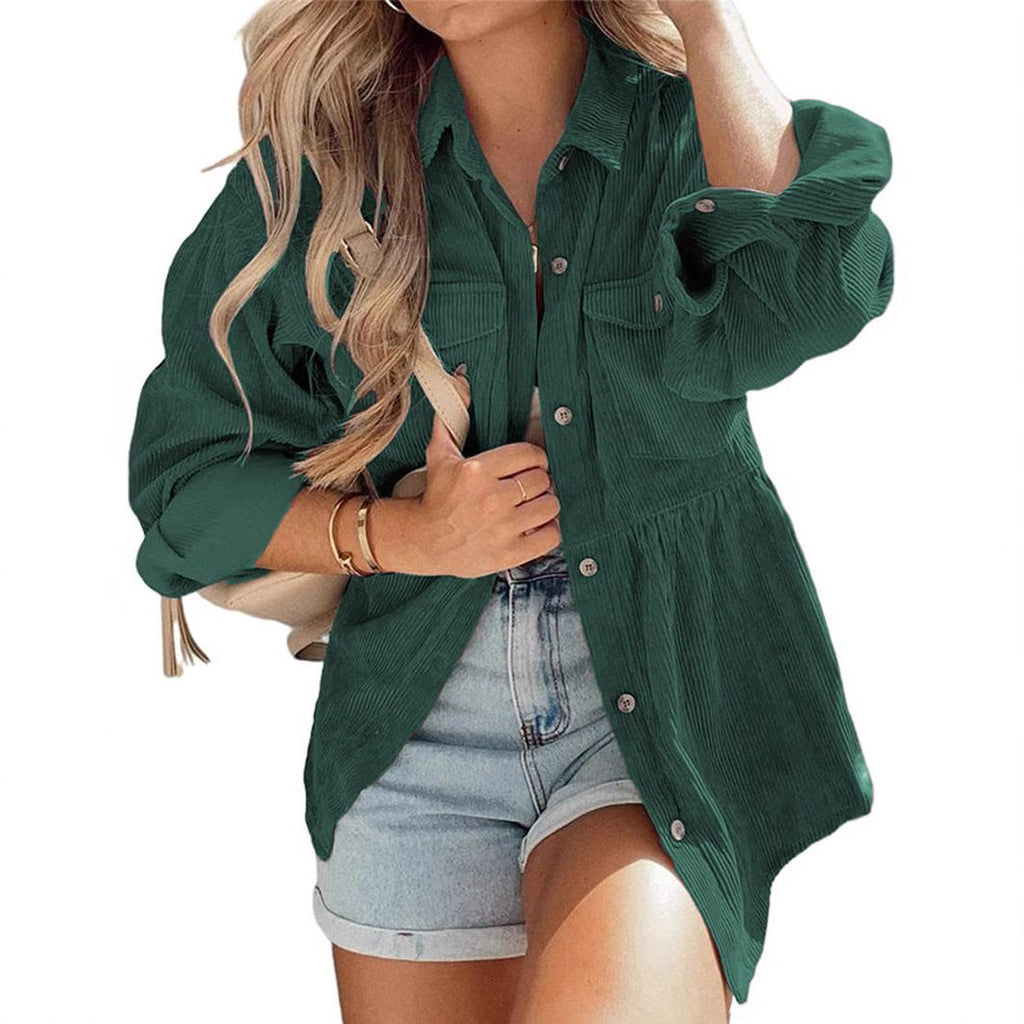 Oversized Women's Jacket with Pleated Back and Button Detail - 5 - London-stylehouse.com
