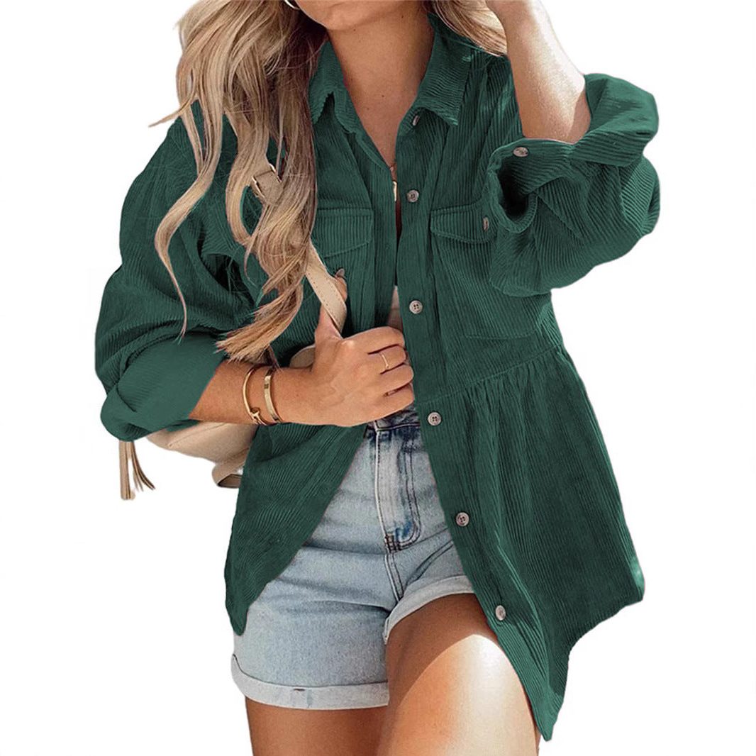 Oversized Women's Jacket with Pleated Back and Button Detail - 5 - London-stylehouse.com