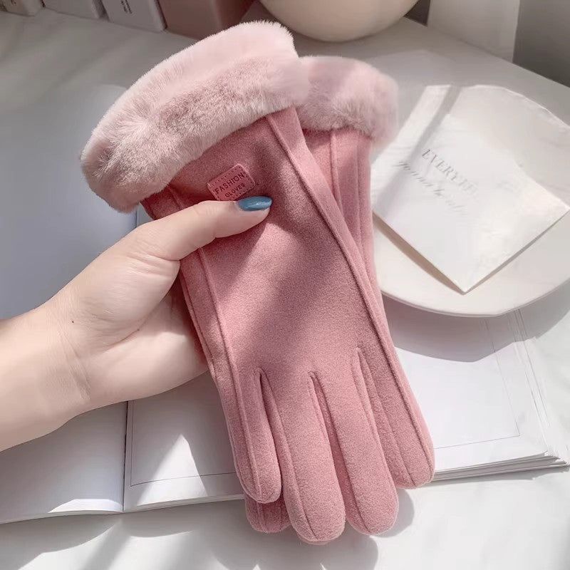 Women's Gloves with Faux Fur Trim - 2 - London-stylehouse.com