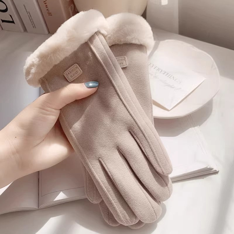 Women's Gloves with Faux Fur Trim - 3 - London-stylehouse.com