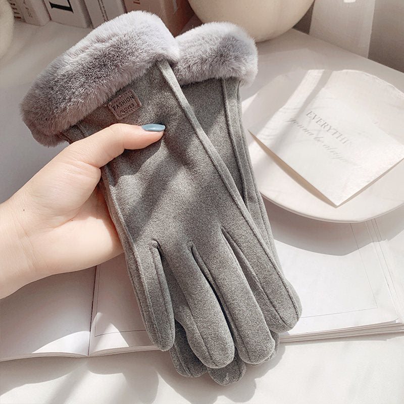 Women's Gloves with Faux Fur Trim - 5 - London-stylehouse.com