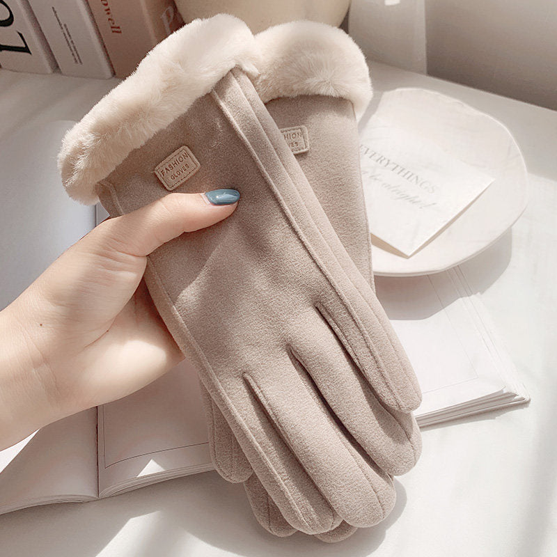 Women's Gloves with Faux Fur Trim - 6 - London-stylehouse.com