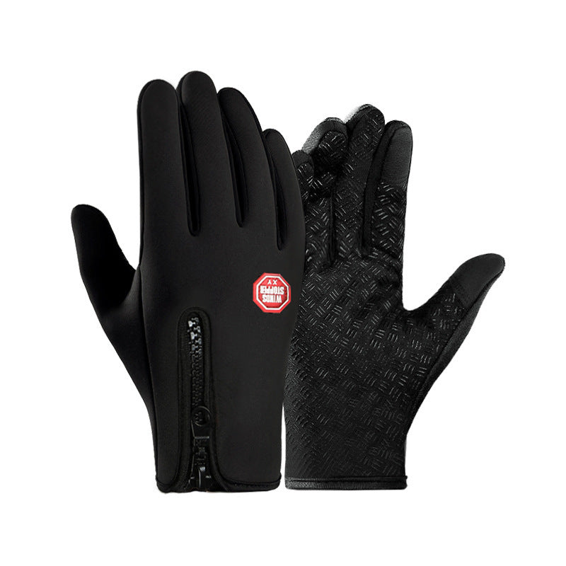 Ladies' Fingerless Gloves with Grip and Zip Closure - 2 - London-stylehouse.com