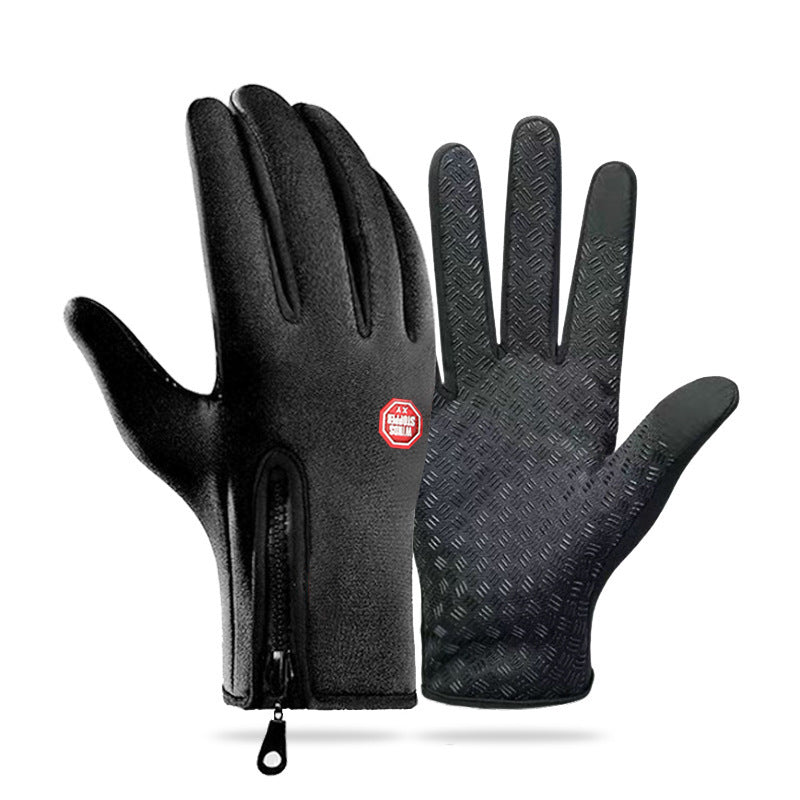 Ladies' Fingerless Gloves with Grip and Zip Closure - 6 - London-stylehouse.com