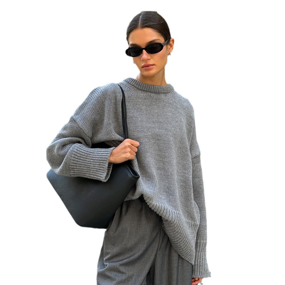 Casual Women's Sweater with Oversized Fit and Round Neckline - 4 - London-stylehouse.com