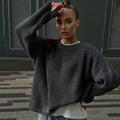 Oversized Women's Pullover with Ribbed Design and Round Neck - 3 - London-stylehouse.com