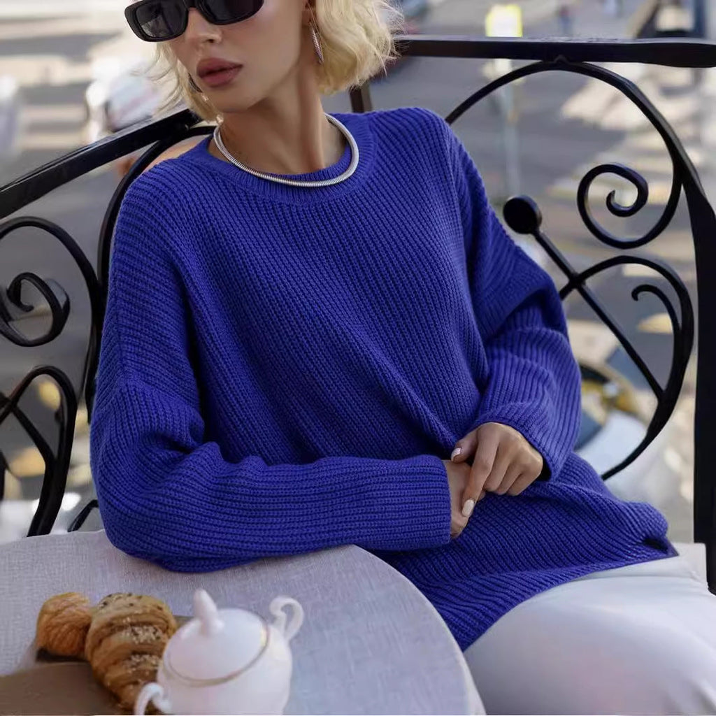 Oversized Women's Pullover with Ribbed Design and Round Neck - 4 - London-stylehouse.com