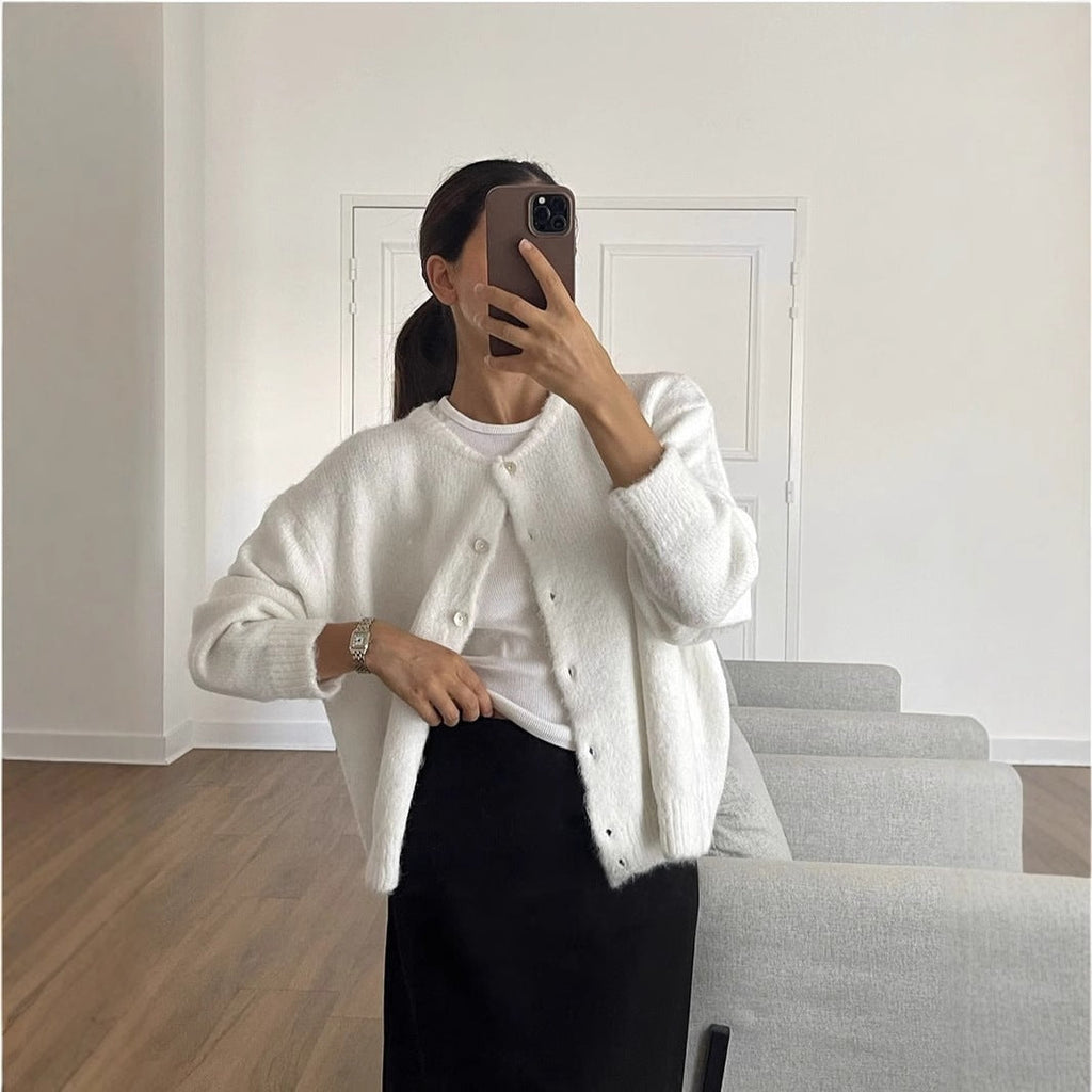 Cardigan Women’s Button-Up Relaxed Fit in Red - 5 - London-stylehouse.com