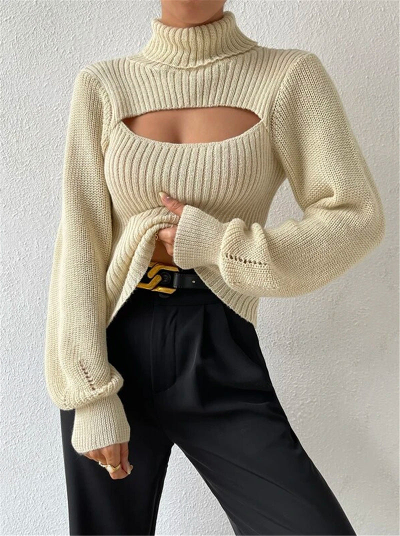 Women's High Neck Pullover with Cut-Out Detail - 3 - London-stylehouse.com