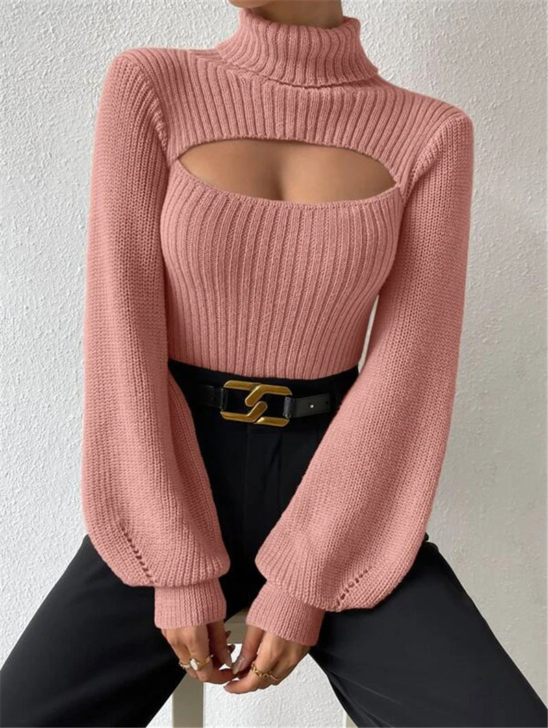 Women's High Neck Pullover with Cut-Out Detail - 6 - London-stylehouse.com