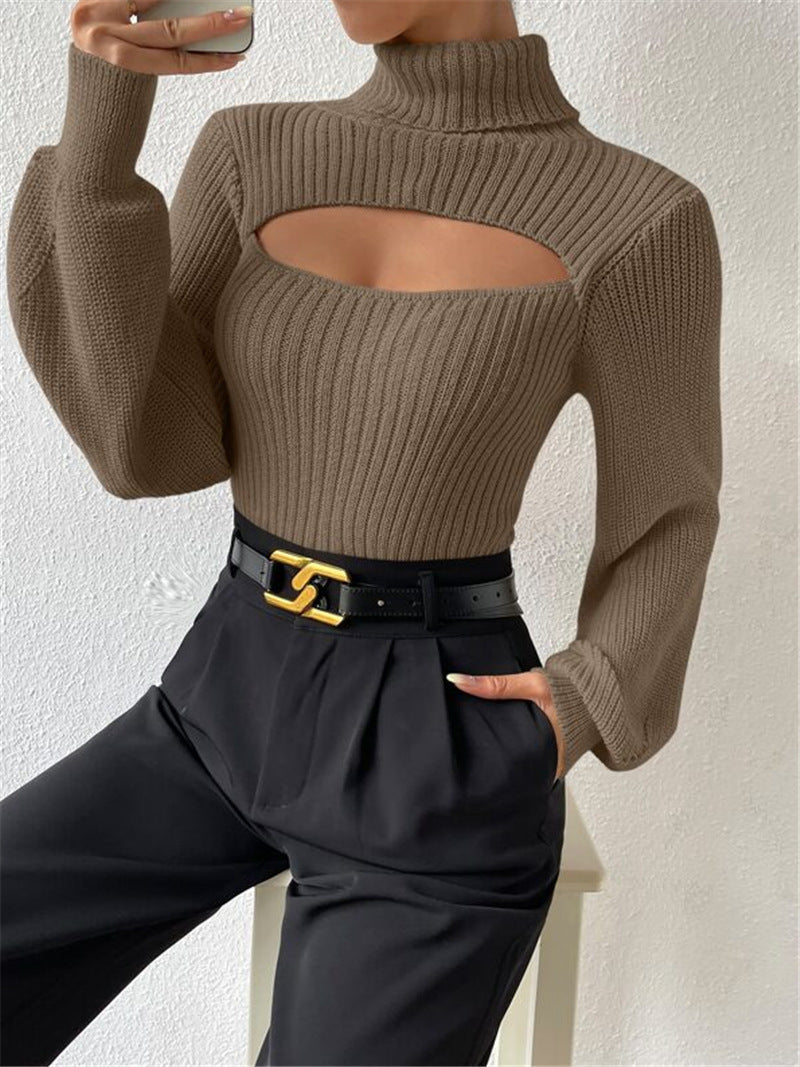 Women's High Neck Pullover with Cut-Out Detail - 11 - London-stylehouse.com