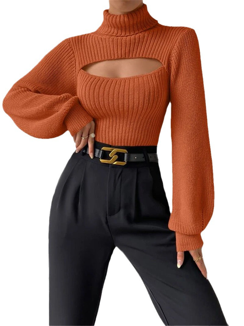 Women's High Neck Pullover with Cut-Out Detail - 12 - London-stylehouse.com