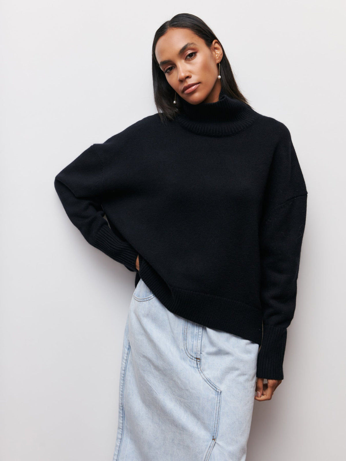 Sweater Women Relaxed Fit High Neck Soft Pink - 2 - London-stylehouse.com