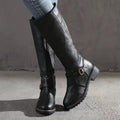 Knee-High Women's Boots with Buckle and Block Heel - 3 - London-stylehouse.com