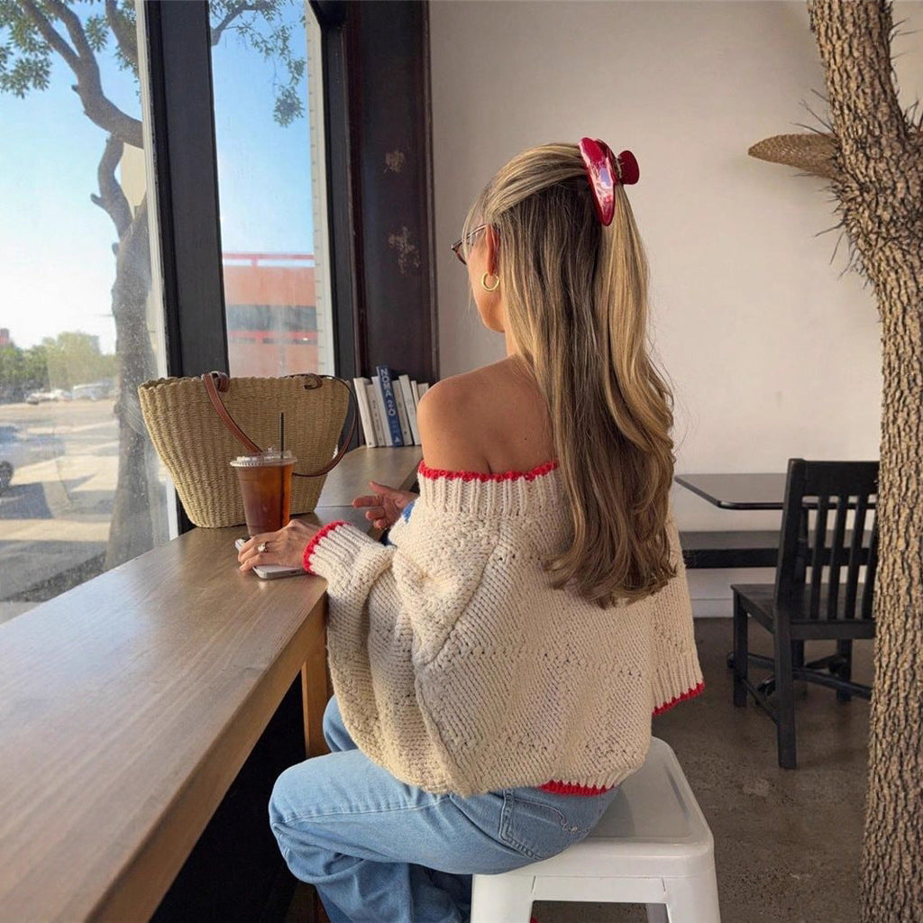 Casual Women's Sweater with Relaxed Fit and Colourful Detail - 1 - London-stylehouse.com