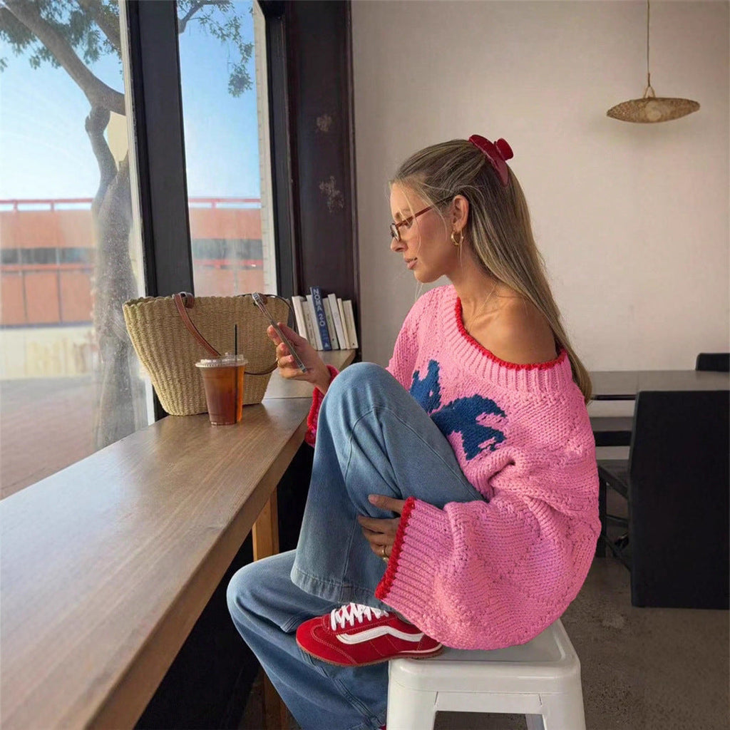 Casual Women's Sweater with Relaxed Fit and Colourful Detail - 2 - London-stylehouse.com