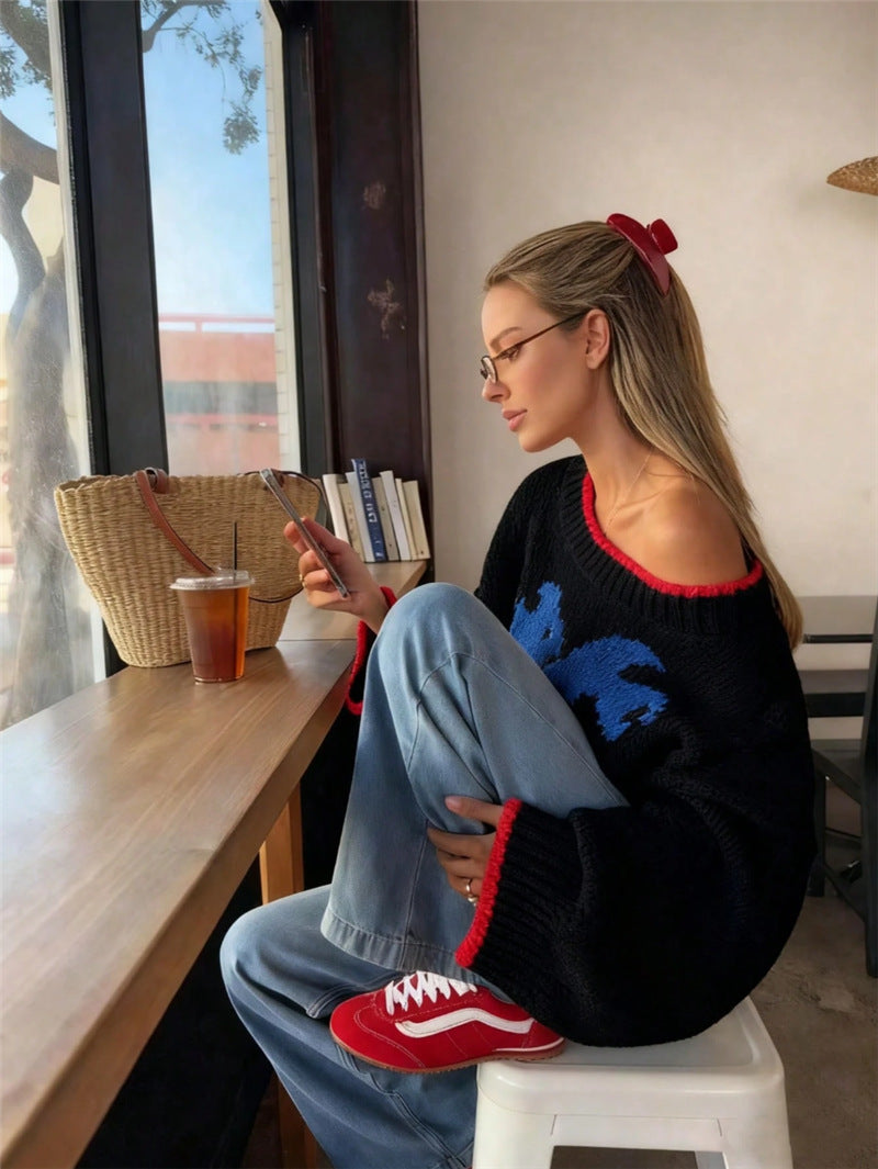 Casual Women's Sweater with Relaxed Fit and Colourful Detail - 7 - London-stylehouse.com