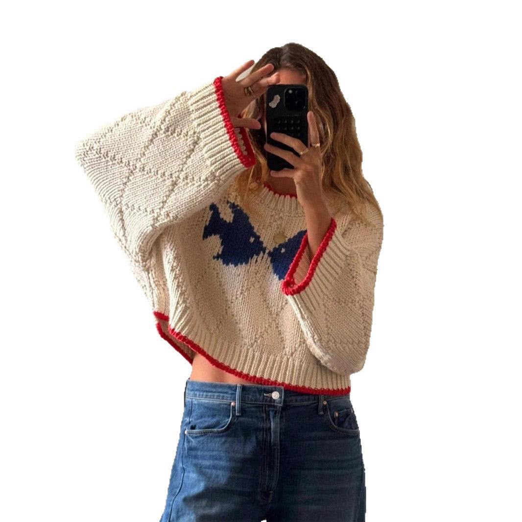 Casual Women's Sweater with Relaxed Fit and Colourful Detail - 8 - London-stylehouse.com