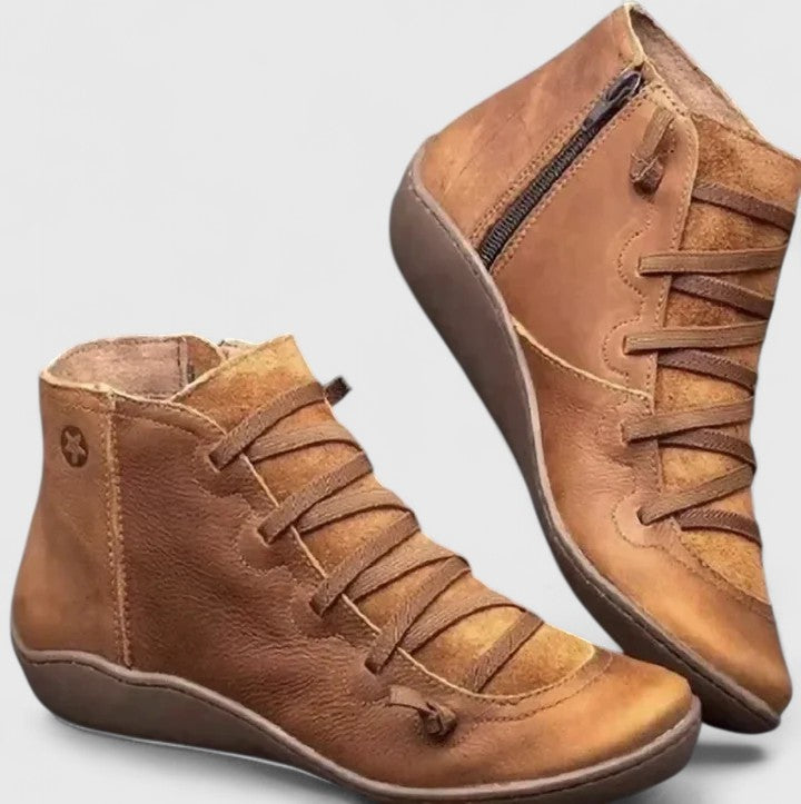 Women's Ankle Boots with Lace-Up Design and Zip Fastening - 1 - London-stylehouse.com