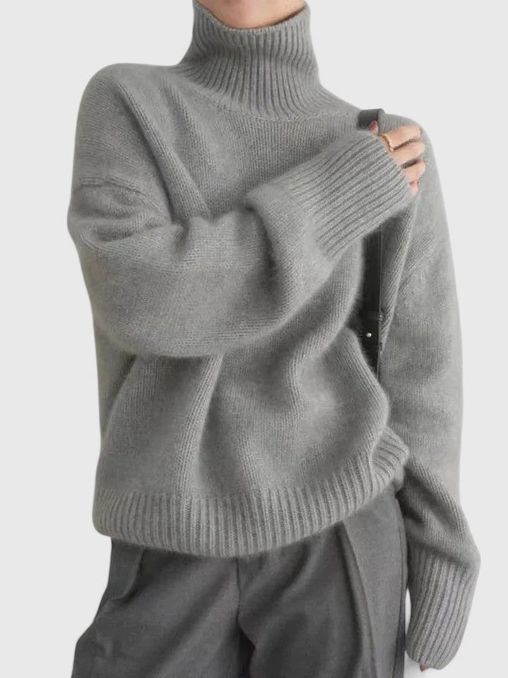 Women's Turtleneck Pullover Jumper with Relaxed Fit - 1 - London-stylehouse.com