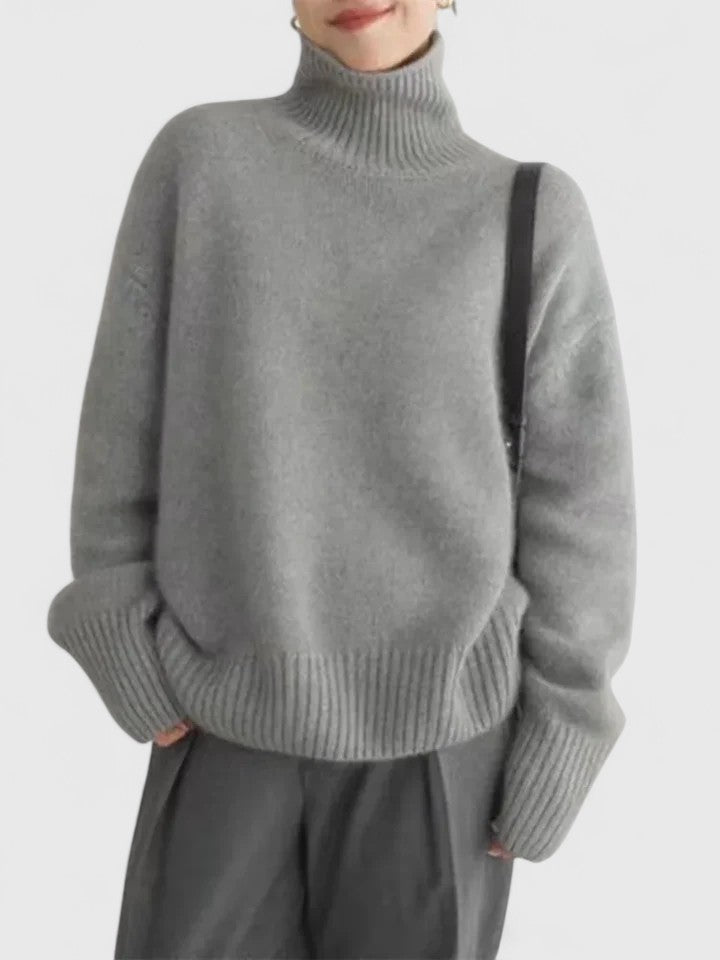 Women's Turtleneck Pullover Jumper with Relaxed Fit - 3 - London-stylehouse.com