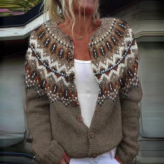 Cardigan Women’s Button-Up Design with Distinctive Pattern - 1 - London-stylehouse.com