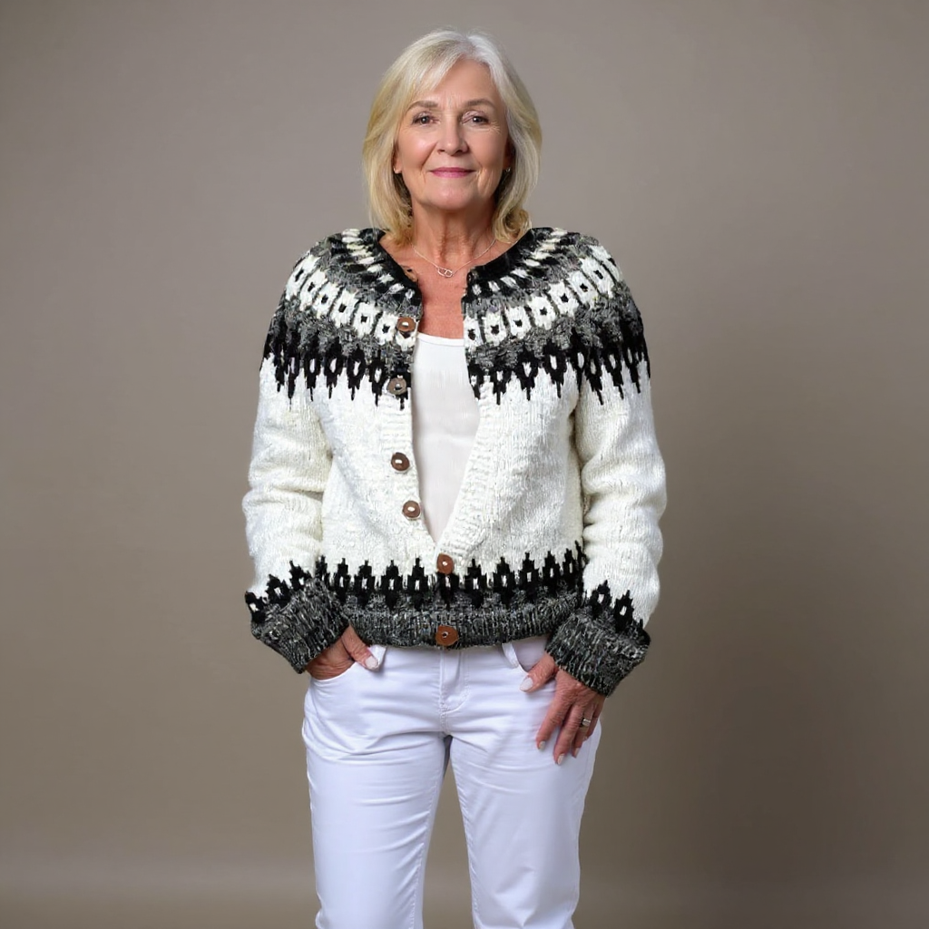 Women’s Cardigan with Unique Pattern and Button Detail - 2 - London-stylehouse.com