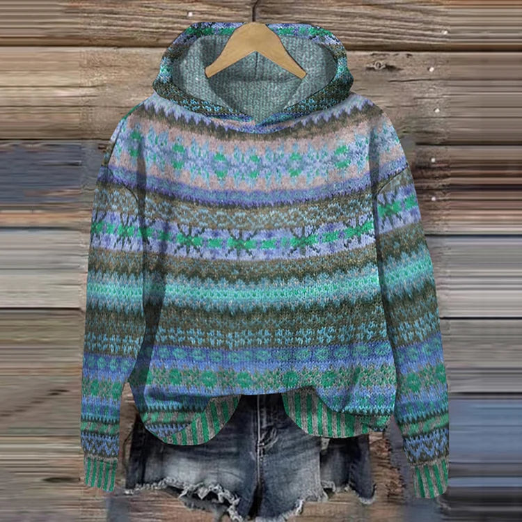 Women's Colourful Patterned Hoodie with Relaxed Fit - 1 - London-stylehouse.com