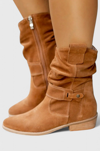 Women's Ankle Boots - Slouchy Design with Stylish Buckle Detail - 1 - London-stylehouse.com