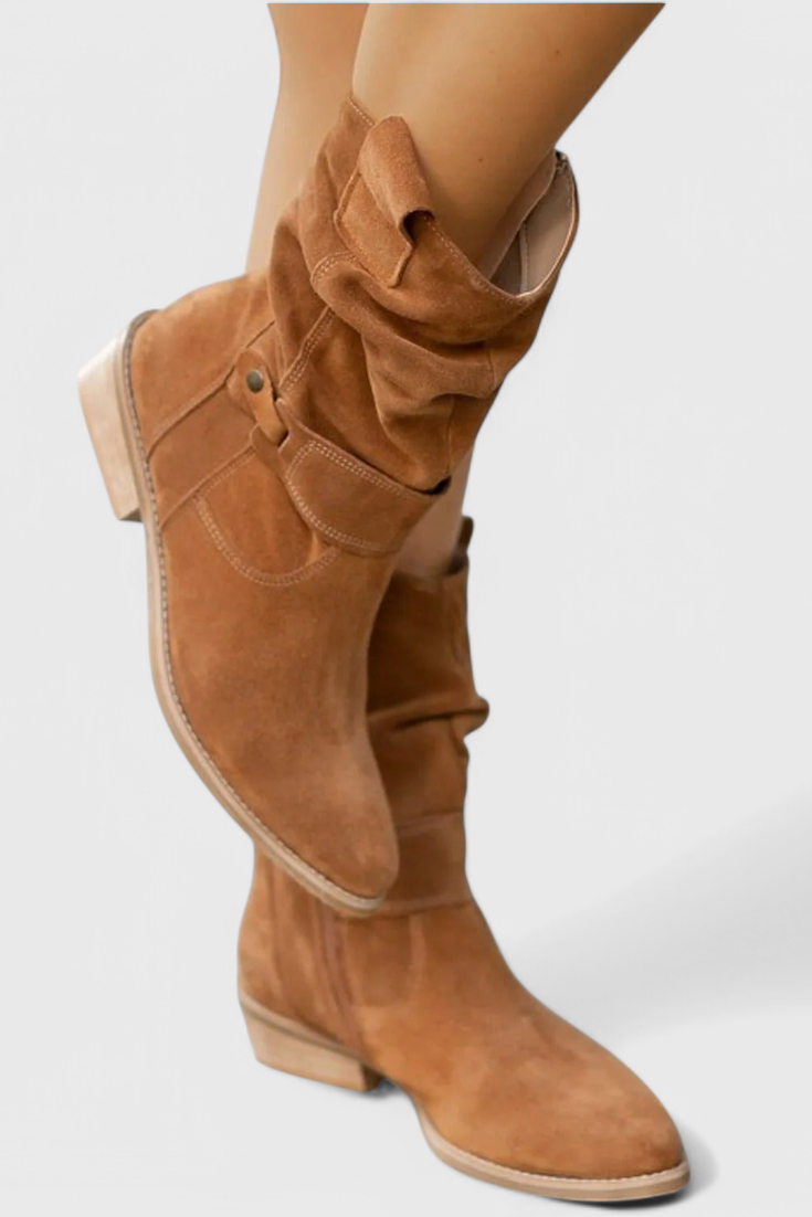 Women's Ankle Boots - Slouchy Design with Stylish Buckle Detail - 2 - London-stylehouse.com