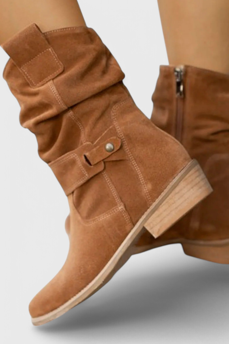 Women's Ankle Boots - Slouchy Design with Stylish Buckle Detail - 3 - London-stylehouse.com