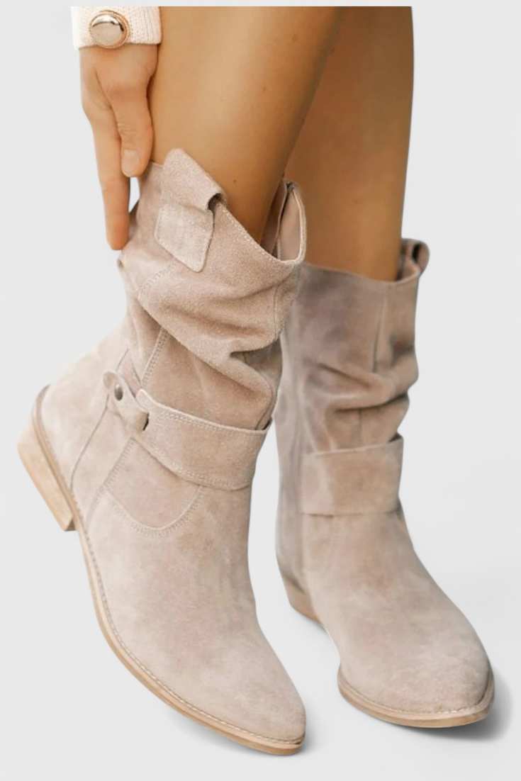 Women's Ankle Boots - Slouchy Design with Stylish Buckle Detail - 5 - London-stylehouse.com