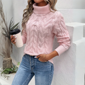 Women's Pullover Jumper with High Roll Neck and Cable Knit Design - 1 - London-stylehouse.com