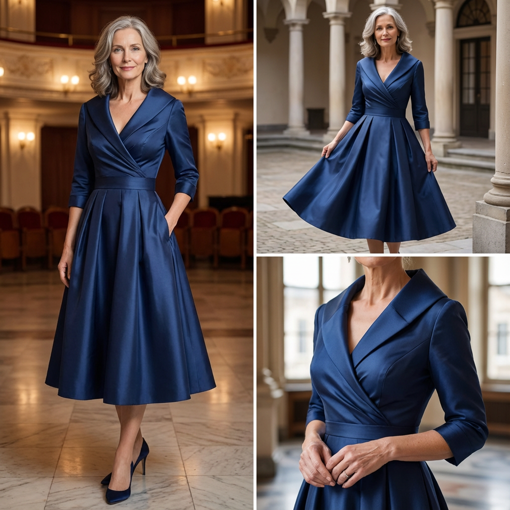 Evening Dress Women - Wrap Design with Flared Skirt - 2 - London-stylehouse.com