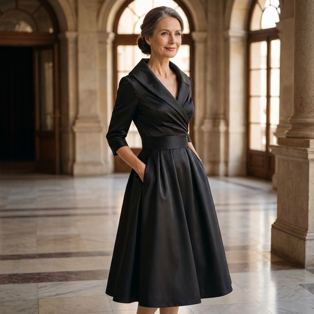 Evening Dress Women - Wrap Design with Flared Skirt - 5 - London-stylehouse.com