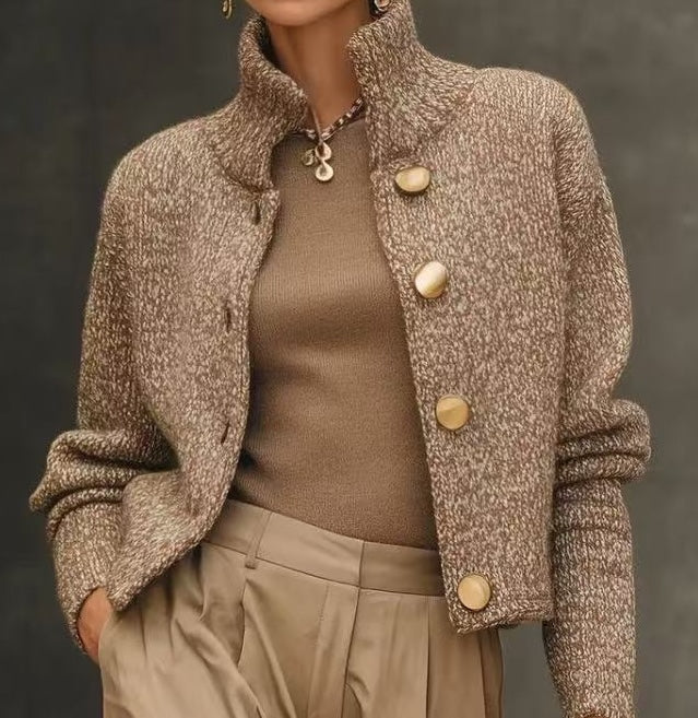 Women's Jacket with Stand-Up Collar and Button Details - 2 - London-stylehouse.com