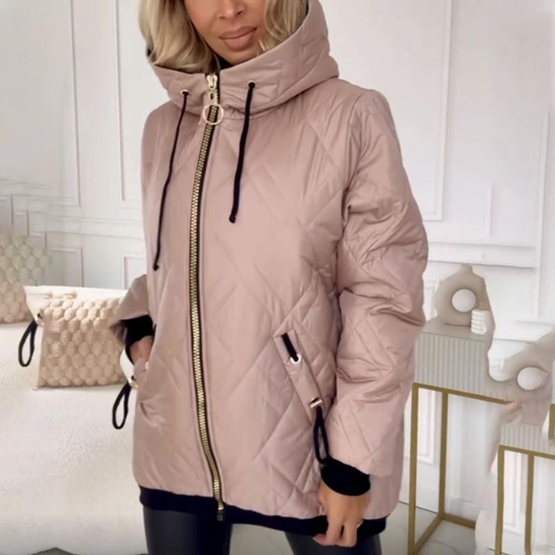 Women's Quilted Hooded Jacket with Zip Closure and Relaxed Fit - 8 - London-stylehouse.com