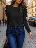 Pullover Women with Ruffled Sleeves and Round Neckline - 2 - London-stylehouse.com