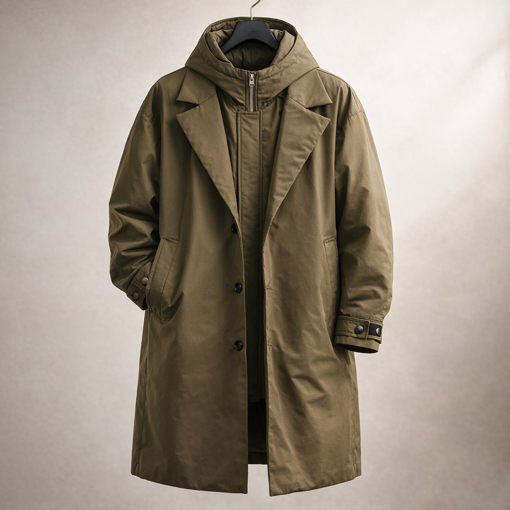 Women's Longline Coat with Hood and Tailored Fit - 1 - London-stylehouse.com