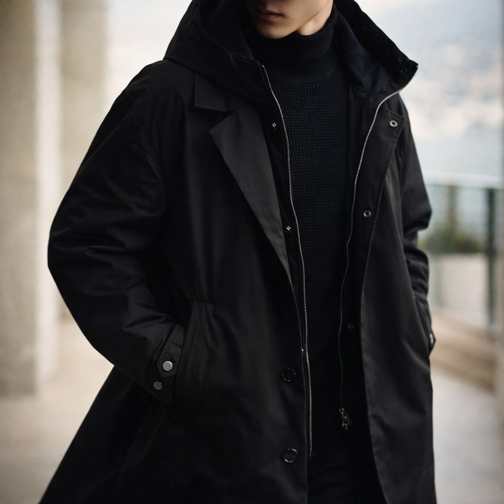 Women's Longline Coat with Hood and Tailored Fit - 4 - London-stylehouse.com