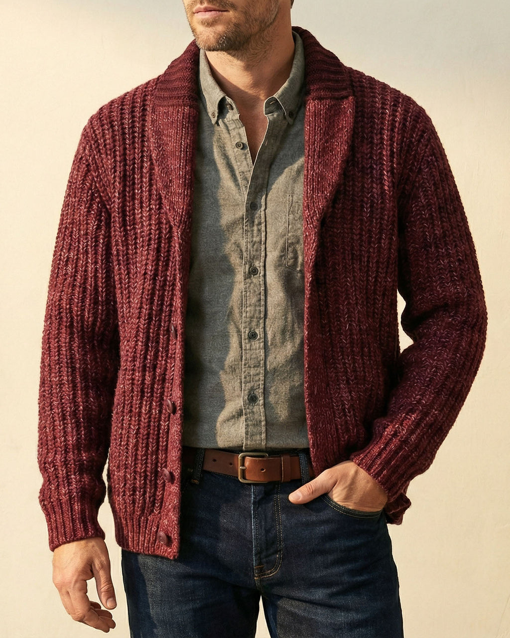 Cardigan Women's Relaxed Fit with Shawl Collar and Button Front - 4 - London-stylehouse.com