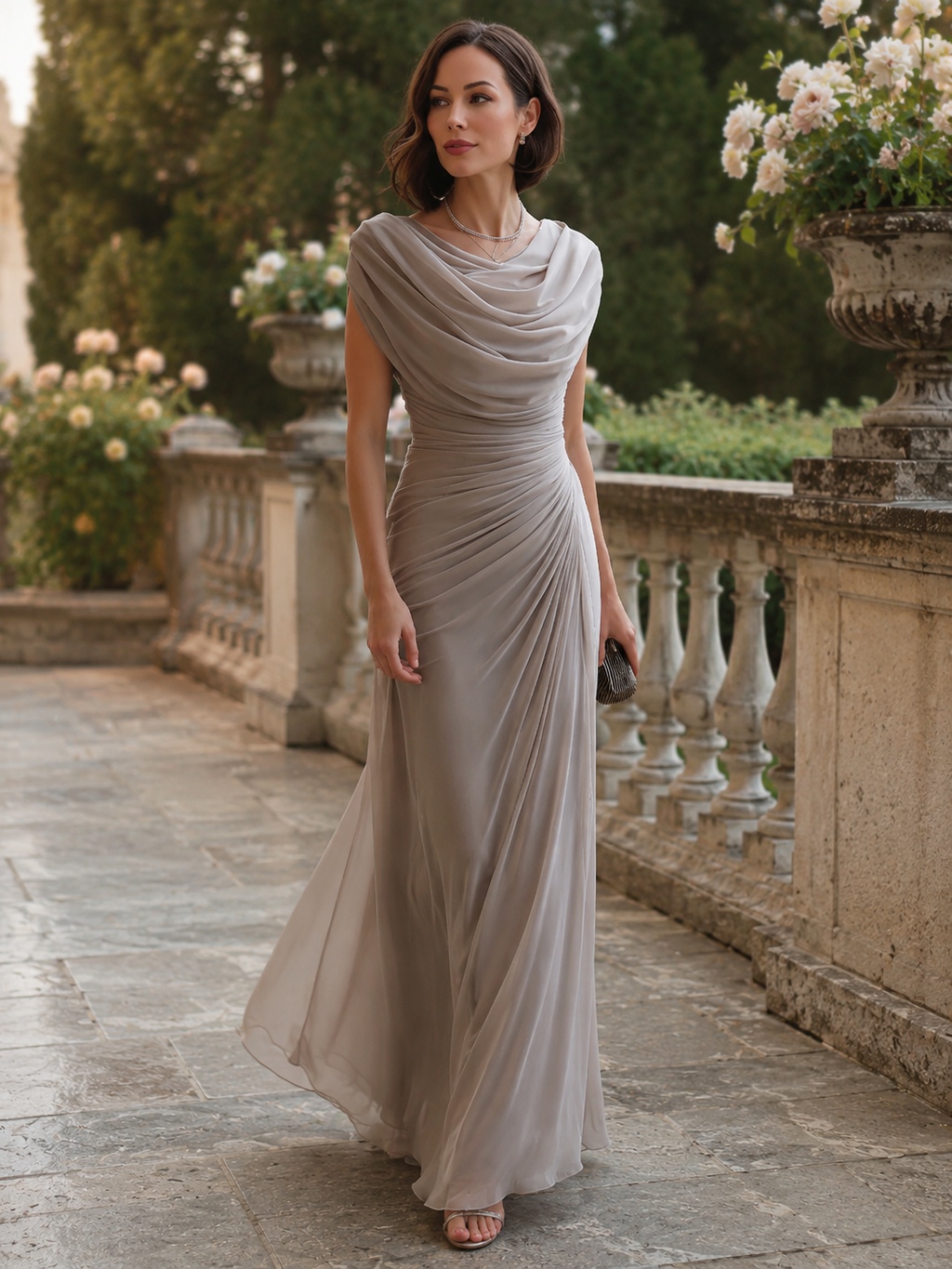 Evening Dress for Women with Draped Neckline and Flattering Fit - 1 - London-stylehouse.com