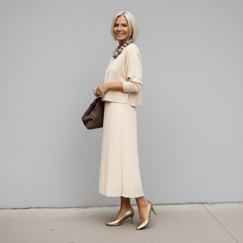 Maxi Dress Women's A-Line Cut with Pleated Skirt - 5 - London-stylehouse.com