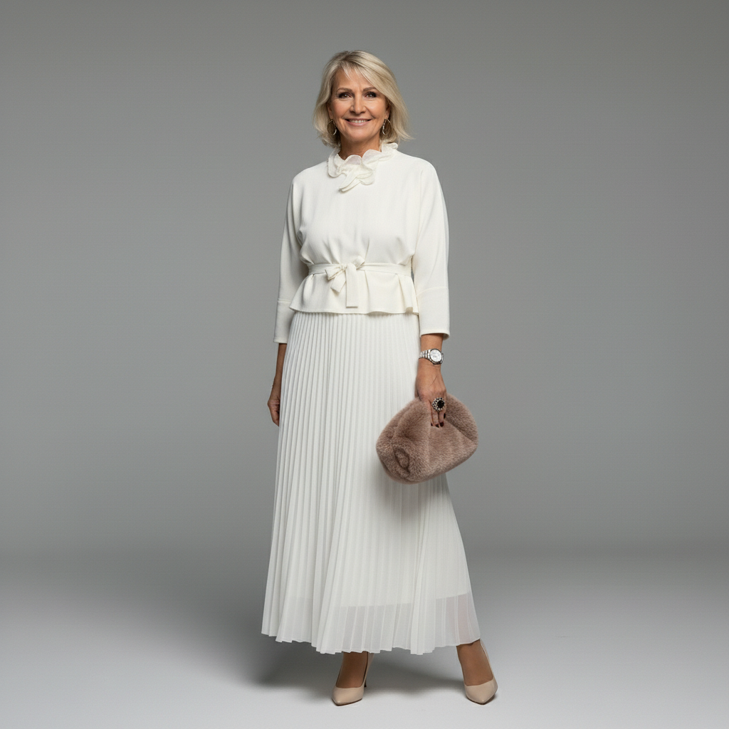Maxi Dress Women's A-Line Cut with Pleated Skirt - 9 - London-stylehouse.com