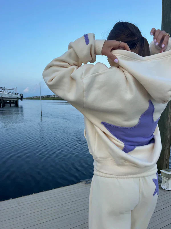 Oversized Women's Star Print Hoodie and Trousers Set with Relaxed Fit - 4 - London-stylehouse.com