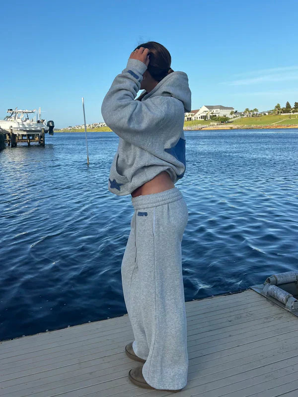 Oversized Women's Star Print Hoodie and Trousers Set with Relaxed Fit - 6 - London-stylehouse.com