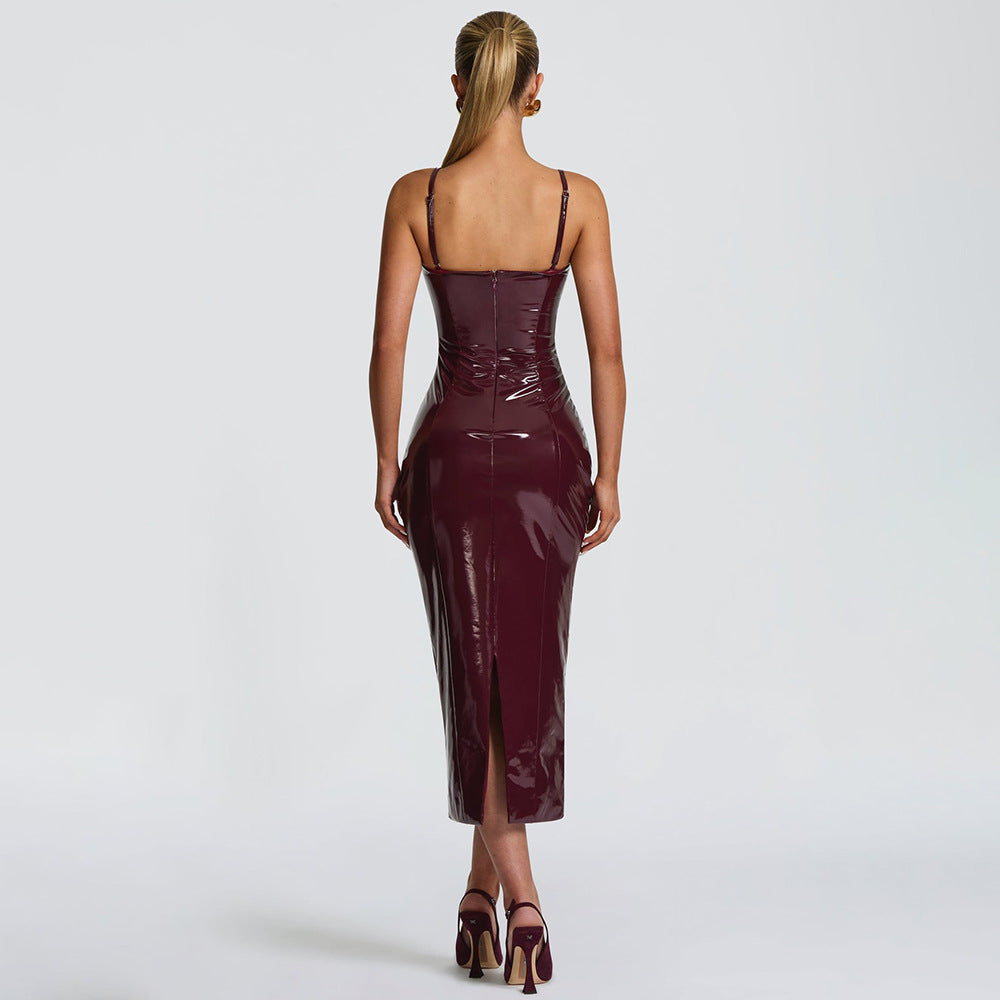 Midi Dress Women's Fitted Silhouette with Sweetheart Neckline - 5 - London-stylehouse.com