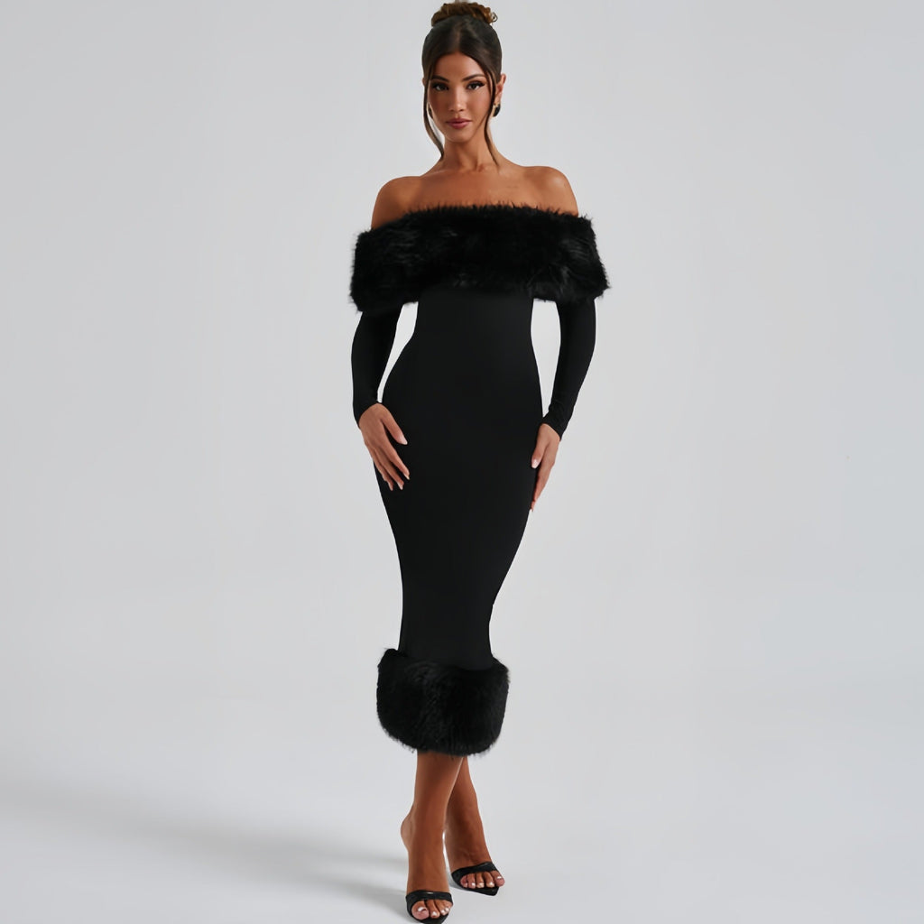 Off-Shoulder Evening Dress for Women with Flattering Fitted Silhouette - 2 - London-stylehouse.com
