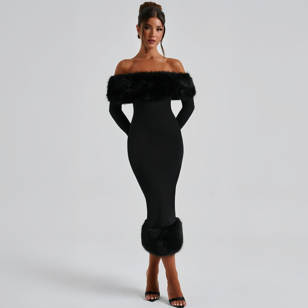 Off-Shoulder Evening Dress for Women with Flattering Fitted Silhouette - 4 - London-stylehouse.com
