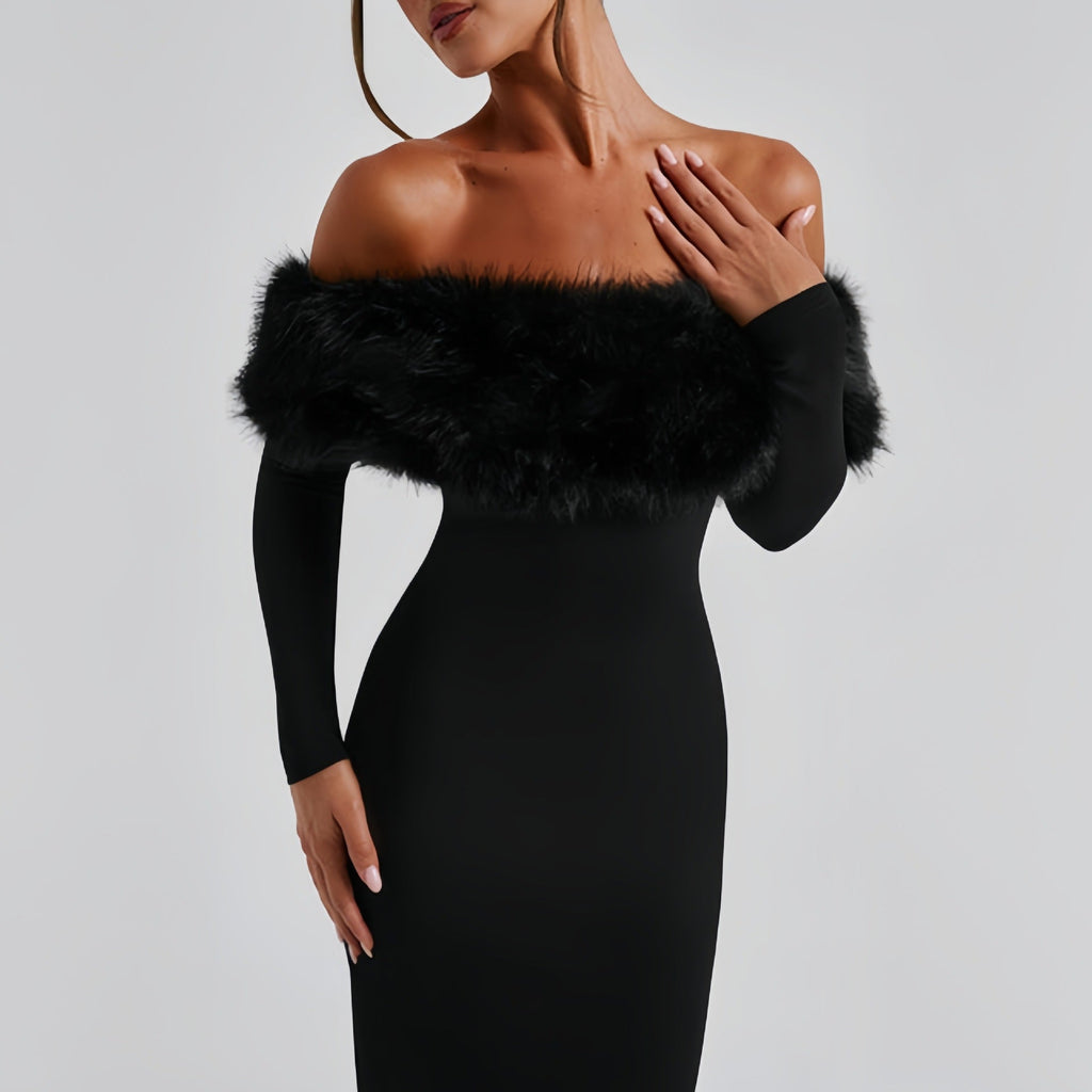 Off-Shoulder Evening Dress for Women with Flattering Fitted Silhouette - 7 - London-stylehouse.com